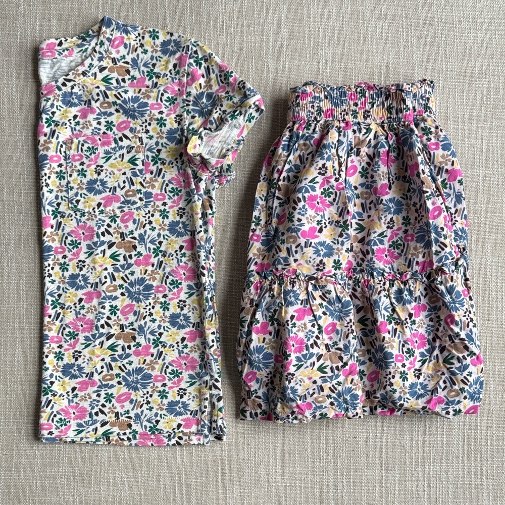 GAP Multicolor Floral Print Tee and Skirt Set